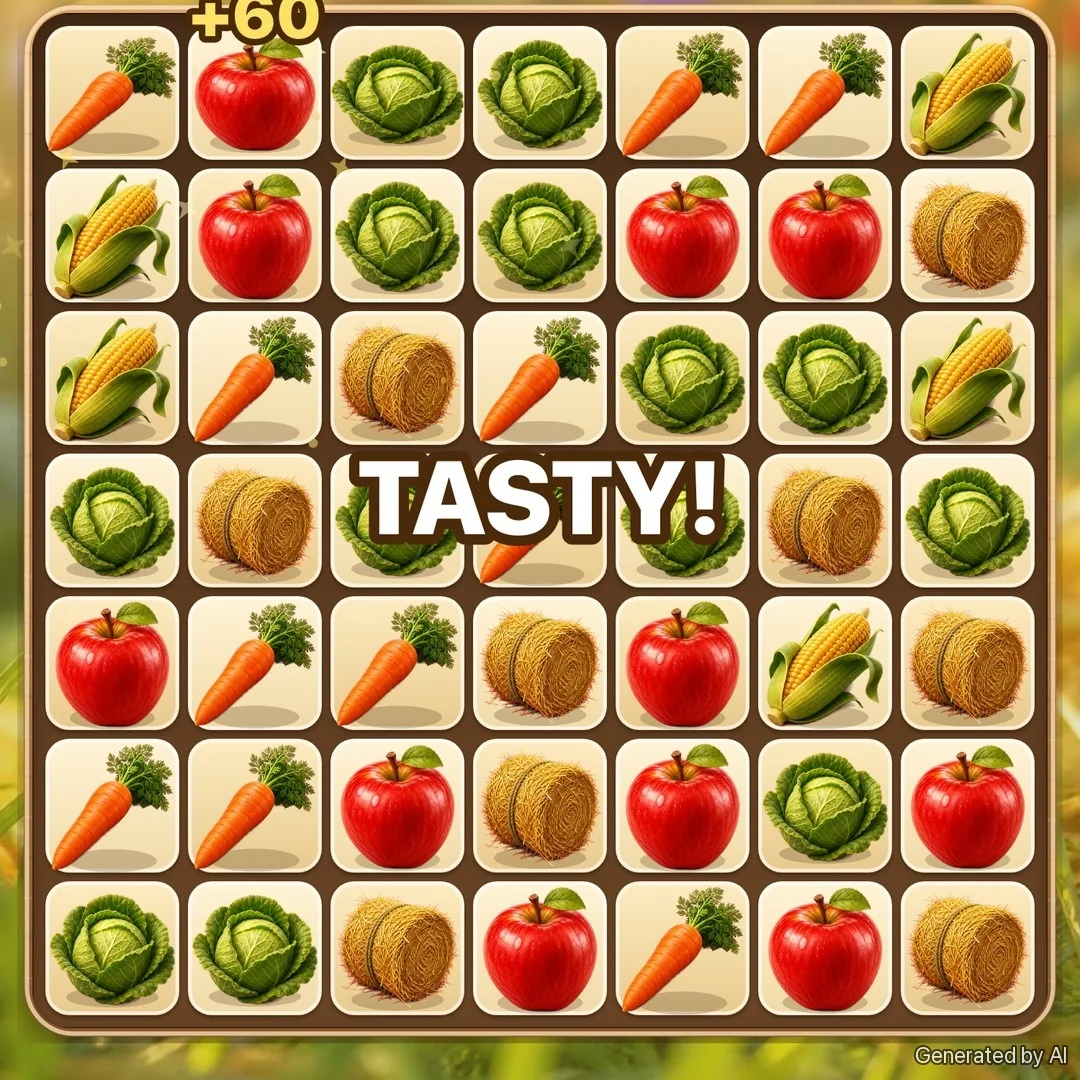 Illustration: a match clearing from the board with a TASTY! pop