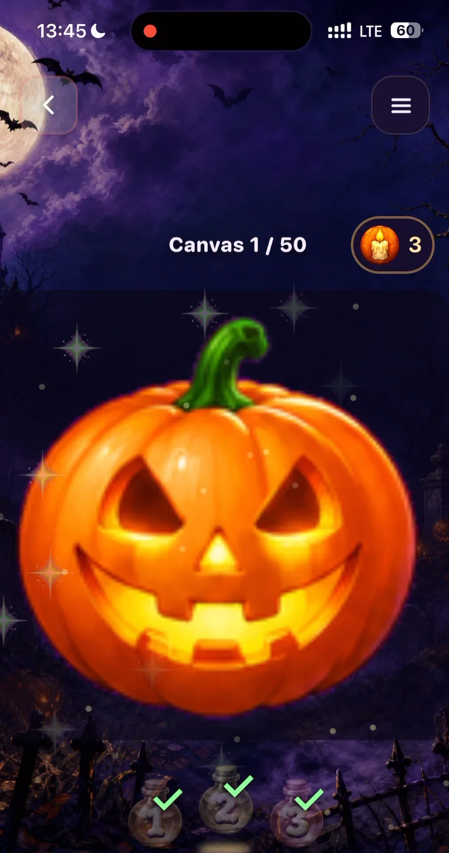 Spooky Coloring: a finished jack-o'-lantern