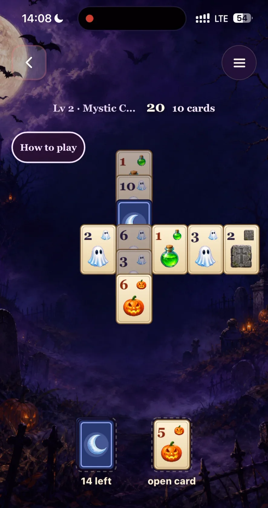 Spooky Tarot Solitaire: the Mystic Cross layout
