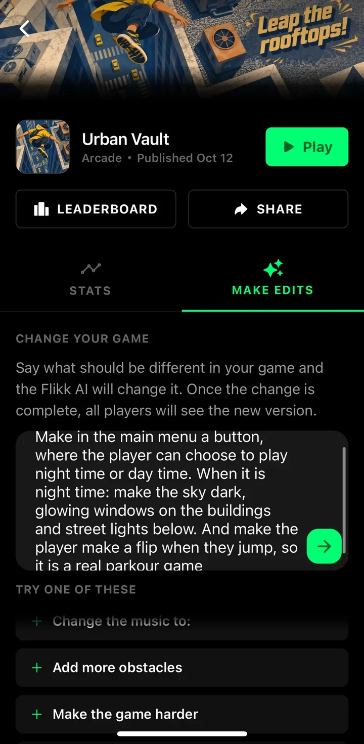 The Make Edits tab on Urban Vault with our change typed in